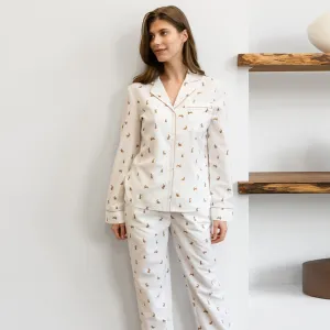 Hoppy Bunnies on Poplin Women's PJ Set