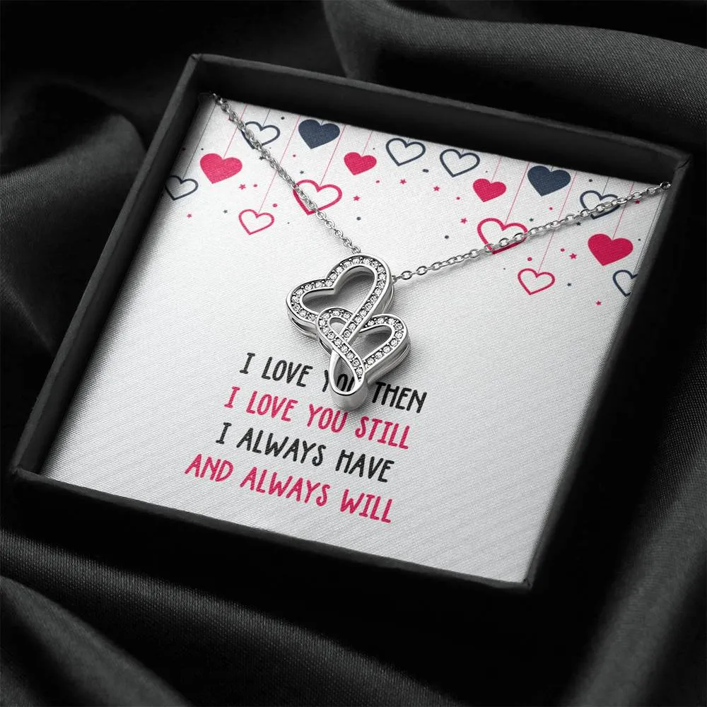 I Love You Then Double Hearts Necklace