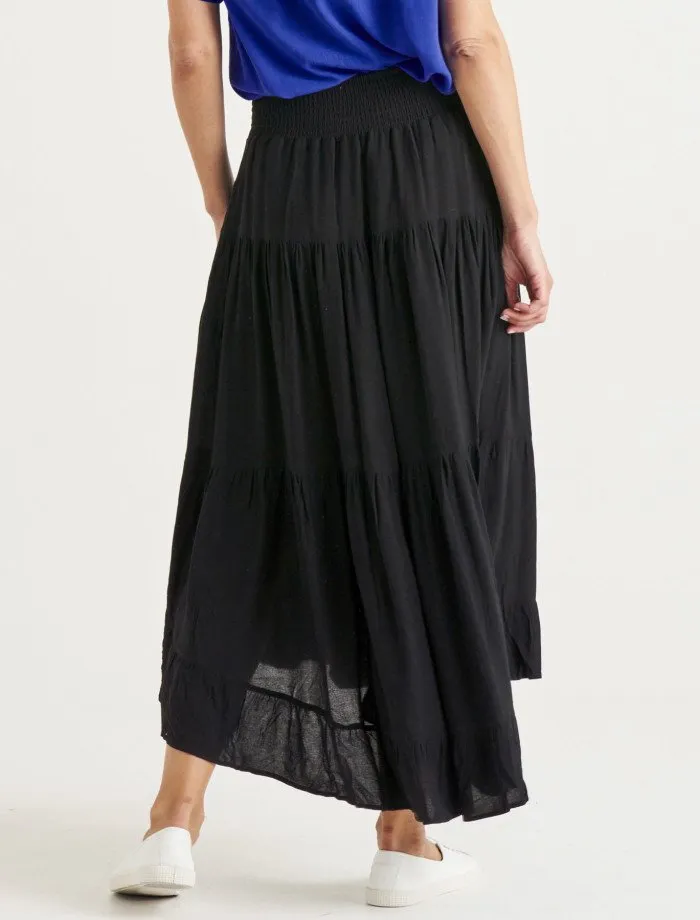 Ibiza Tiered Skirt - Black