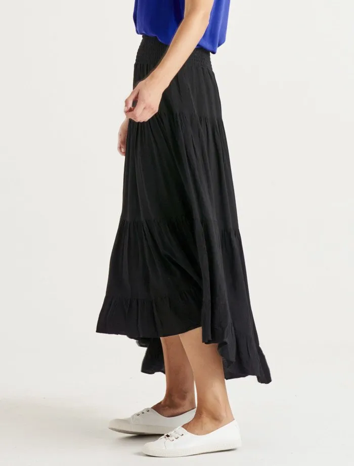 Ibiza Tiered Skirt - Black