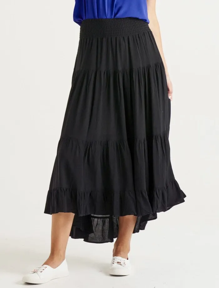 Ibiza Tiered Skirt - Black