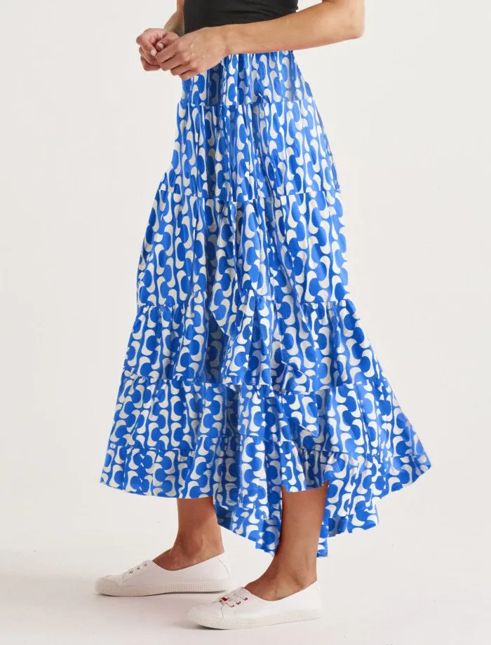 Ibiza Tiered Skirt - Foxy Blue