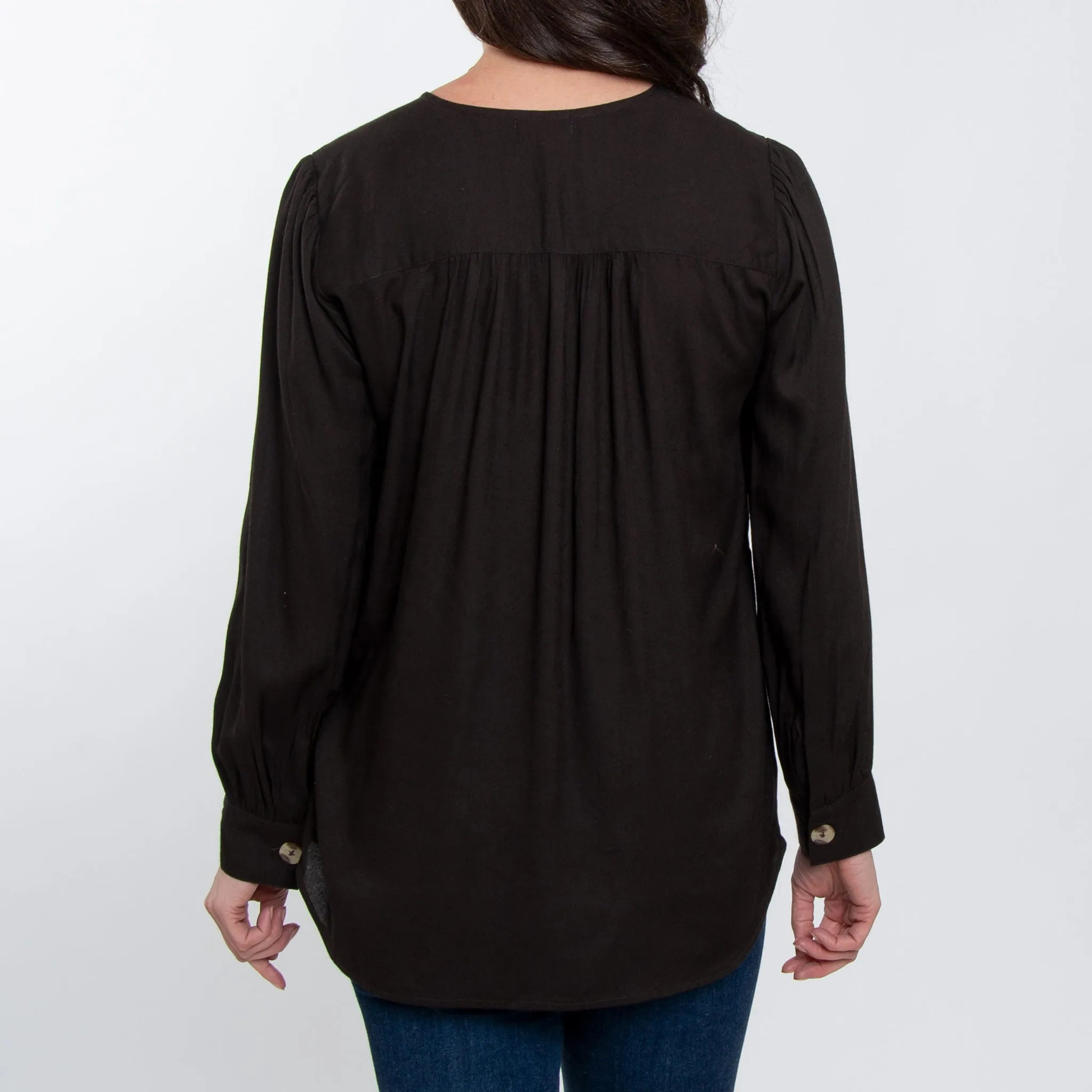 Izara Front Button V-Neck Blouse