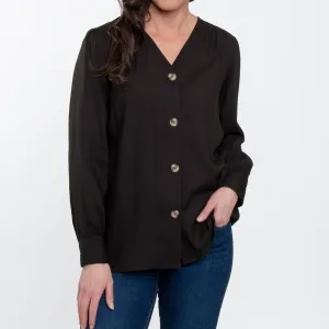 Izara Front Button V-Neck Blouse