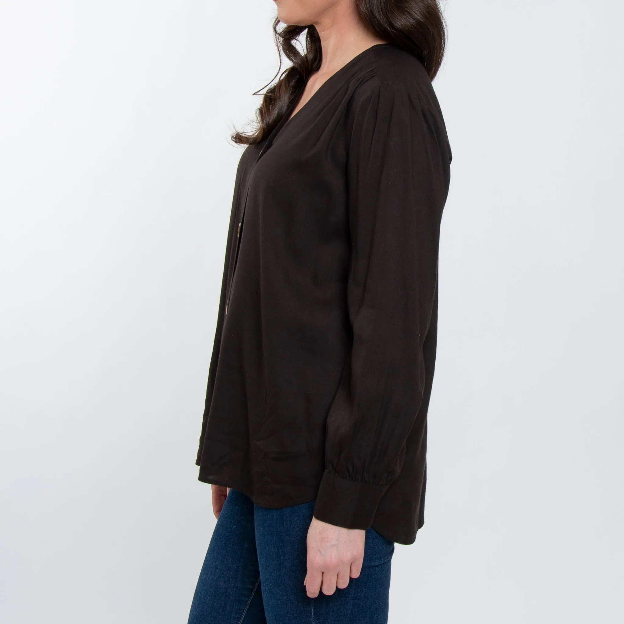 Izara Front Button V-Neck Blouse
