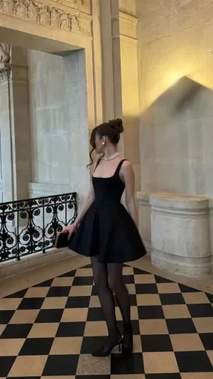JazzHer Sexy A Line Straps Black Short Homecoming Dresses st Birthday Outfit (PRE-ORDER)