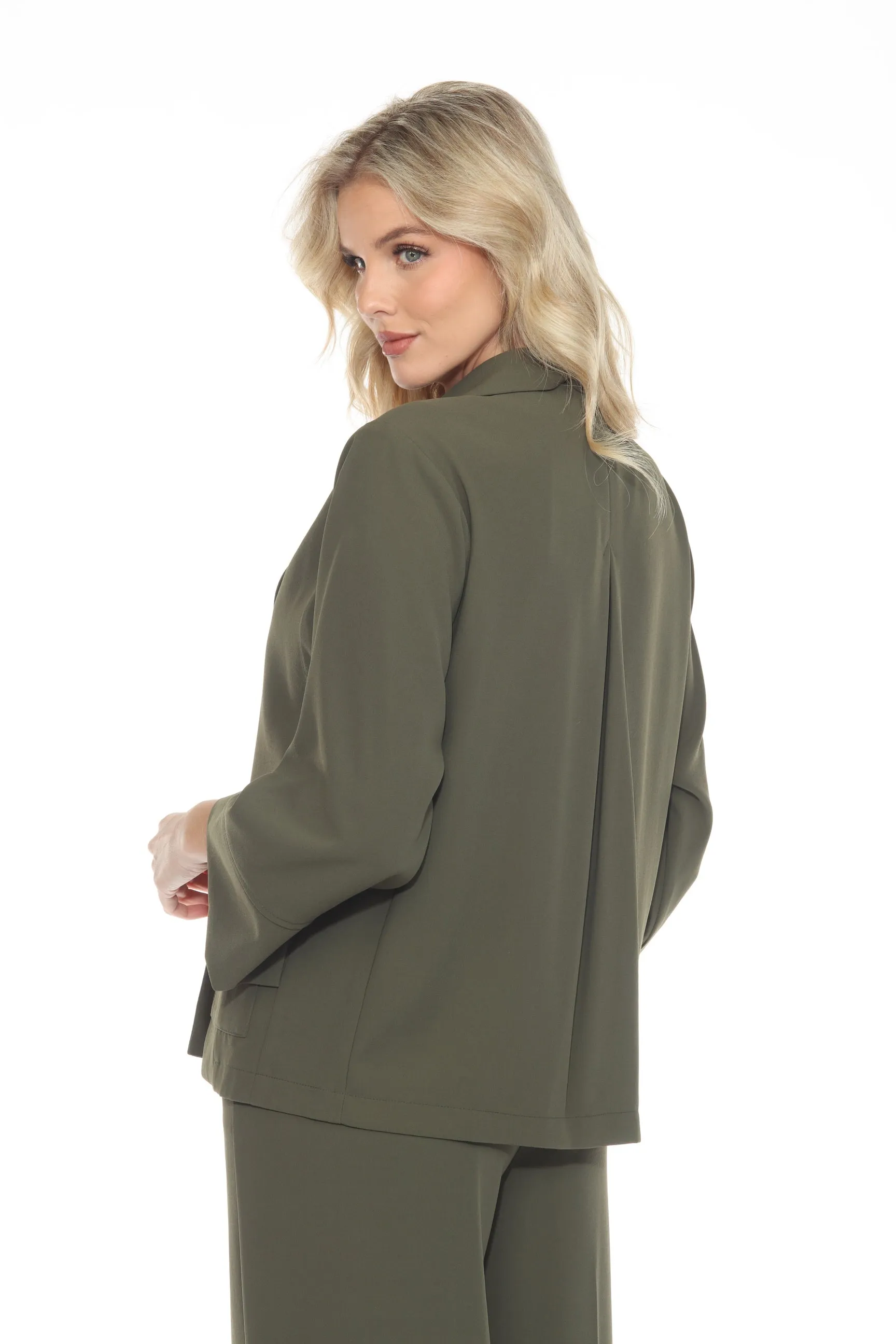 Joseph Ribkoff Iguana Green Double-Breast Oversized Blazer 243098