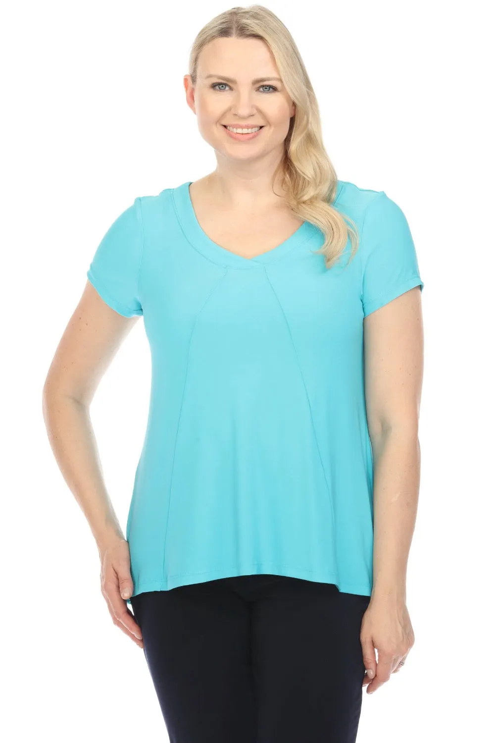 Joseph Ribkoff Loose Fit V-Neck Short Sleeve T-Shirt 242087