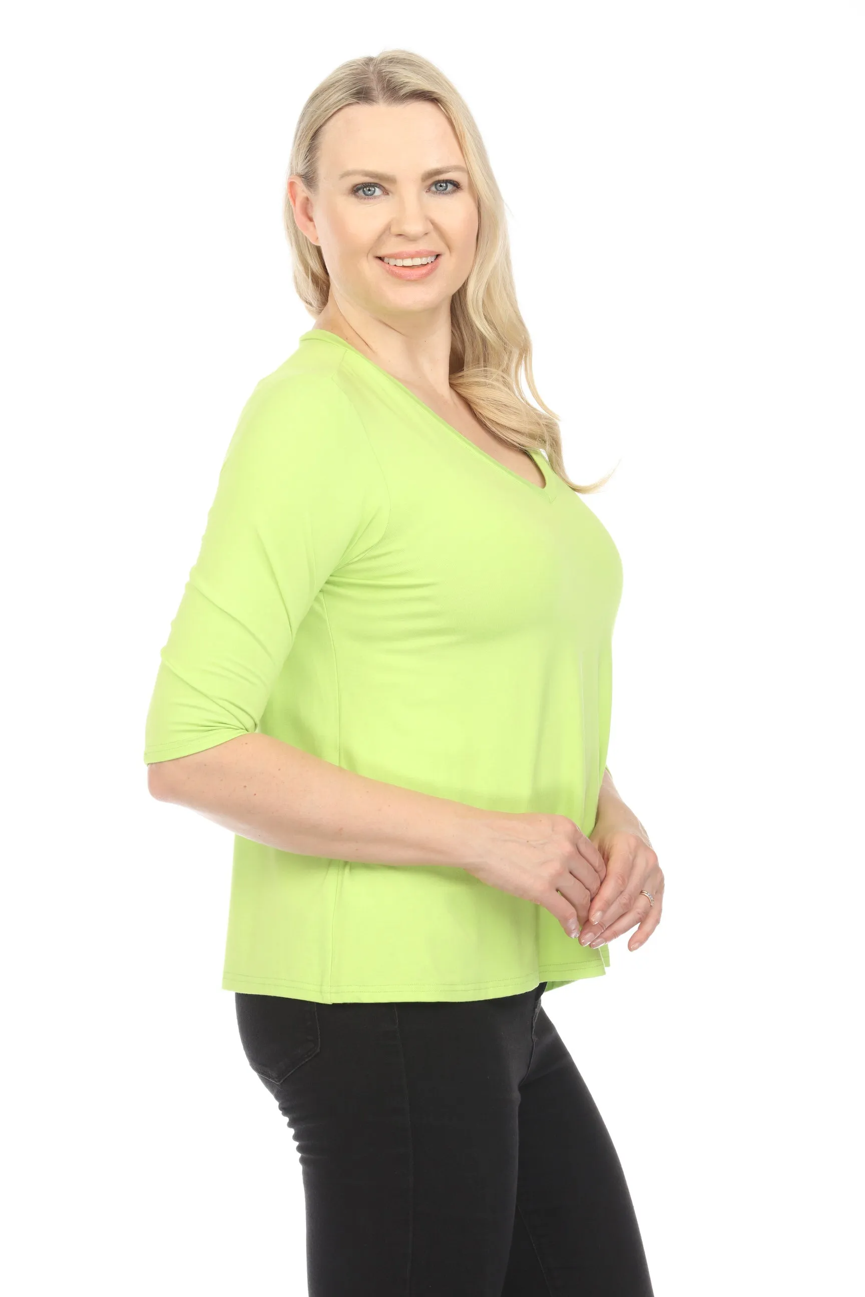 Joseph Ribkoff V-Neck 3/4 Sleeve T-Shirt Top 241038