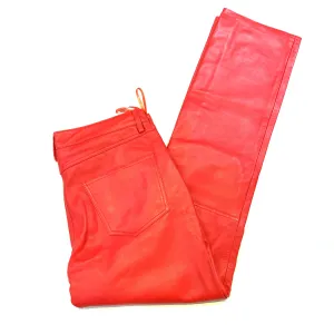 Kashani Men's Red Lambskin Straight Cut Leather Pants