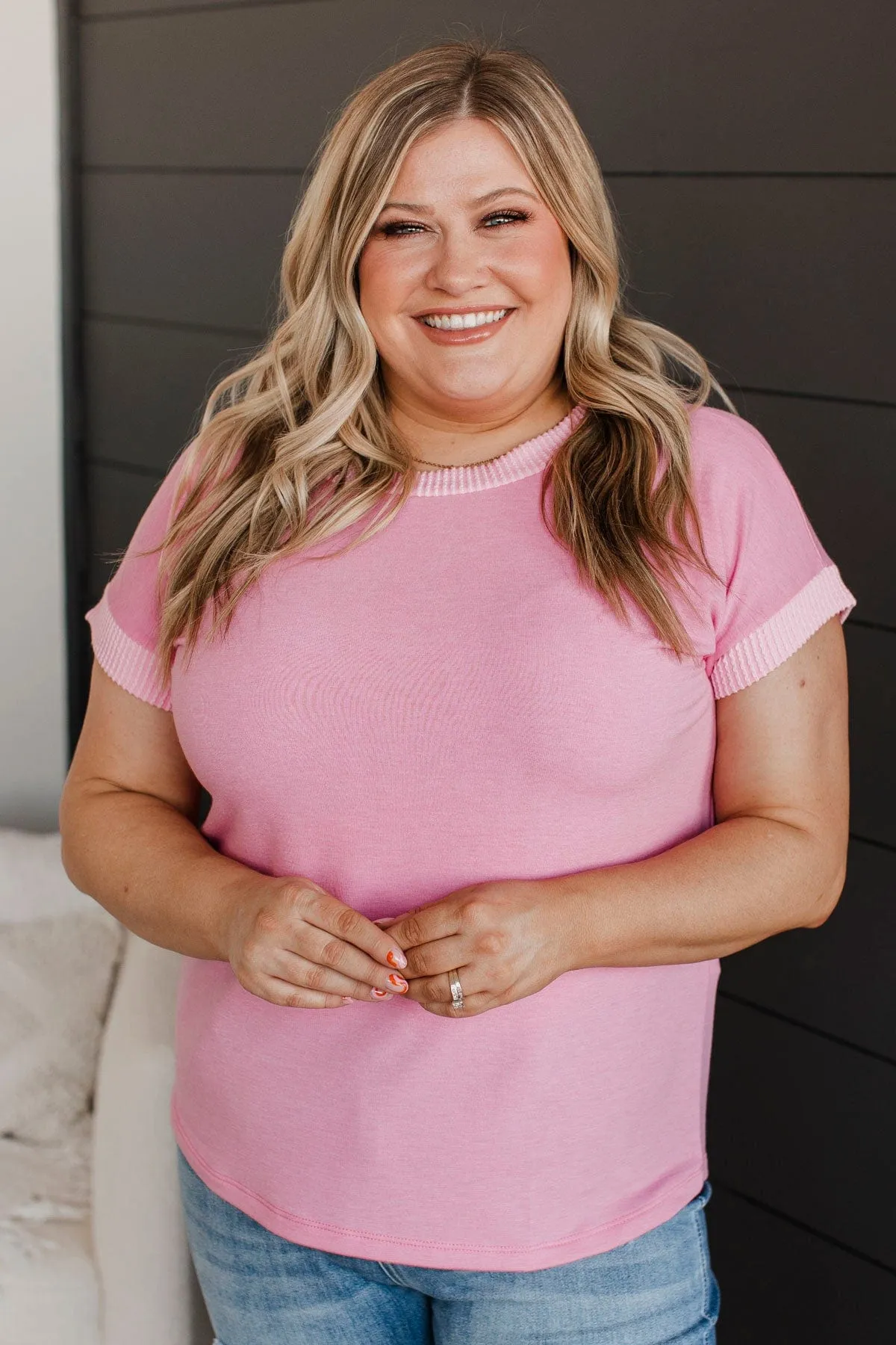 Keeping It Simple Short Sleeve Top- Pink