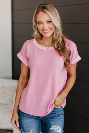Keeping It Simple Short Sleeve Top- Pink