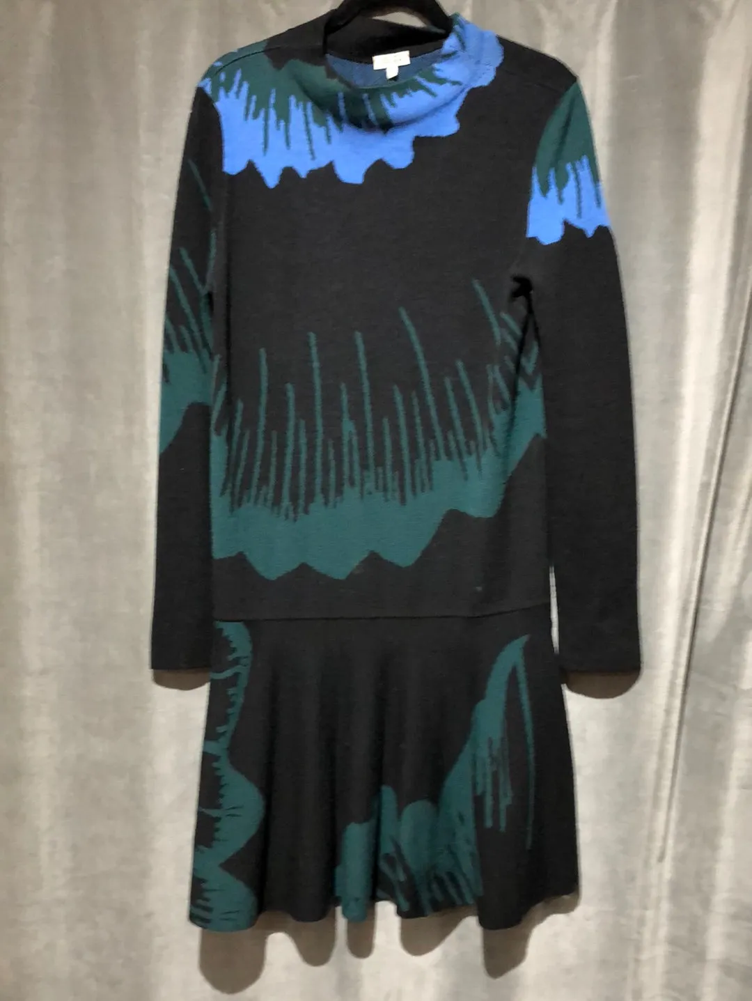 Kenzo Black Long Sleeve Wool mock Neck dress