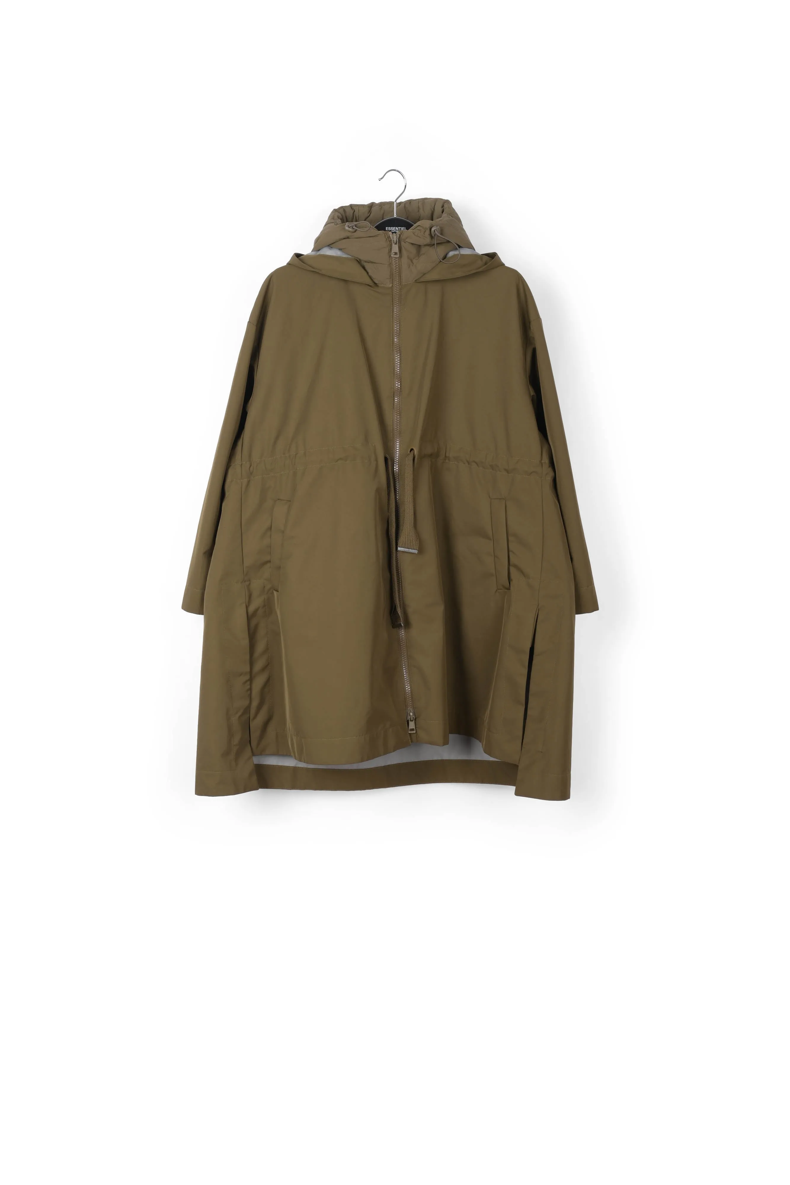Khaki oversized hooded raincoat
