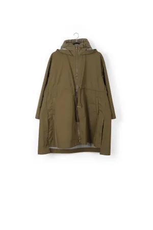 Khaki oversized hooded raincoat