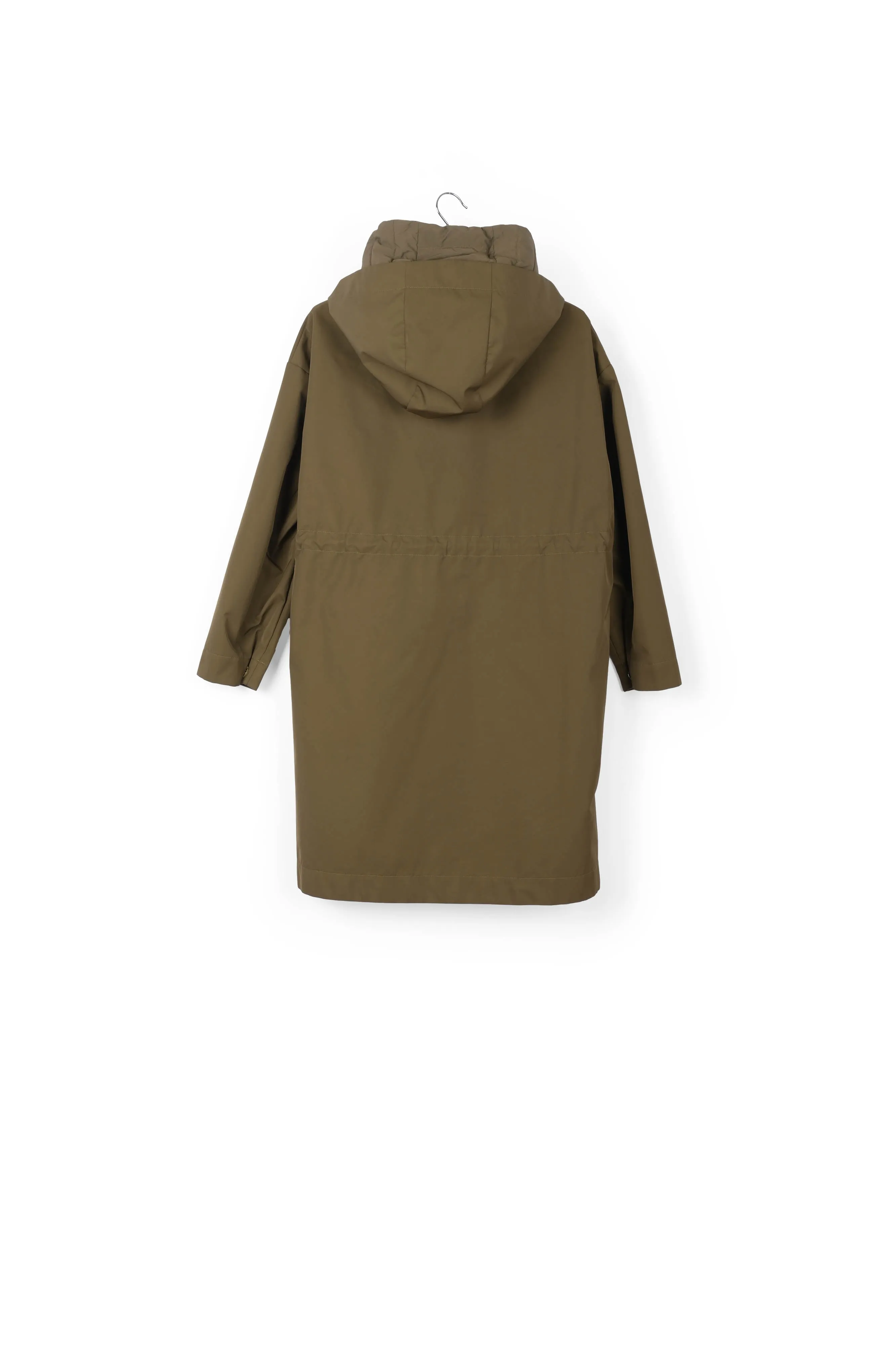 Khaki oversized hooded raincoat