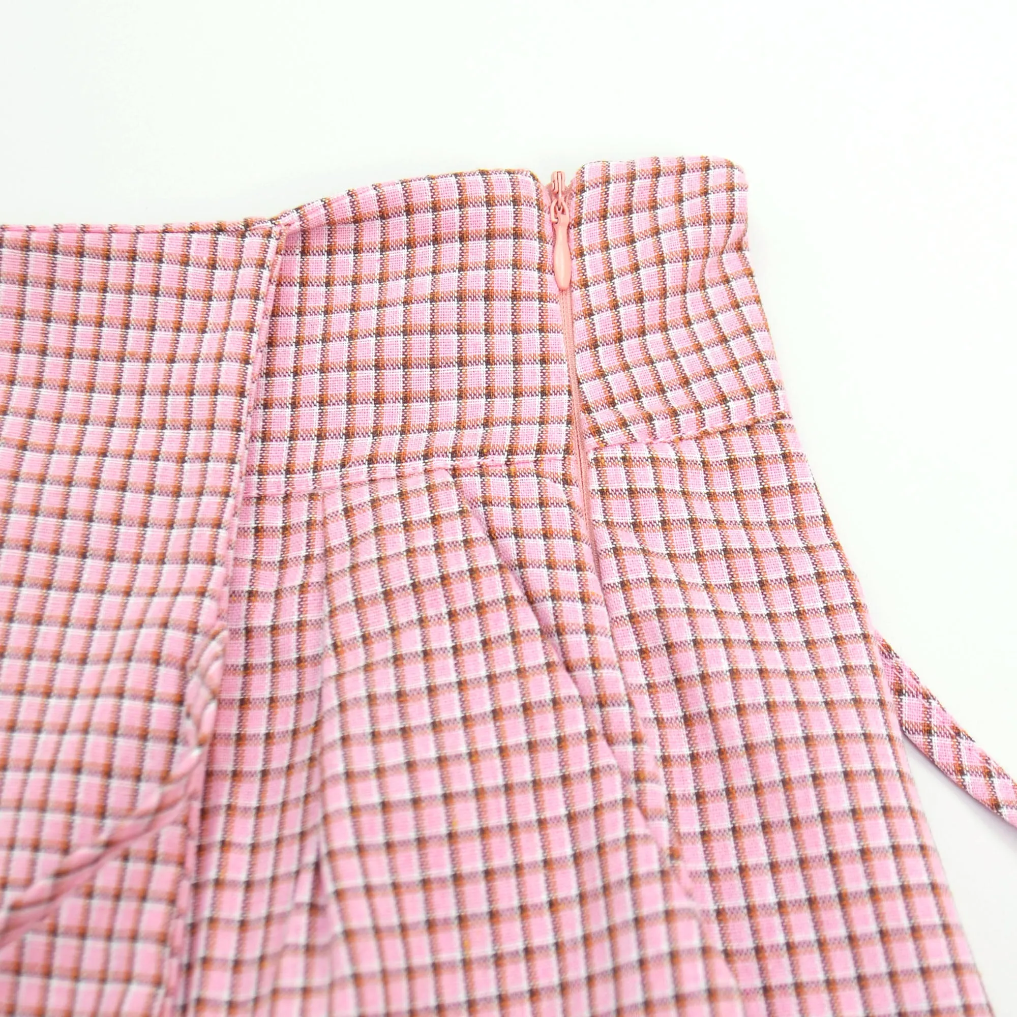 Knotted Wrap Mini Check Pants Skirt