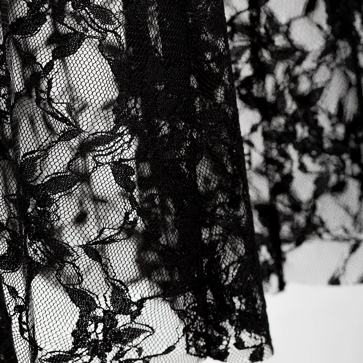 Lace pleated double layer skirt