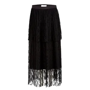 Lace pleated double layer skirt