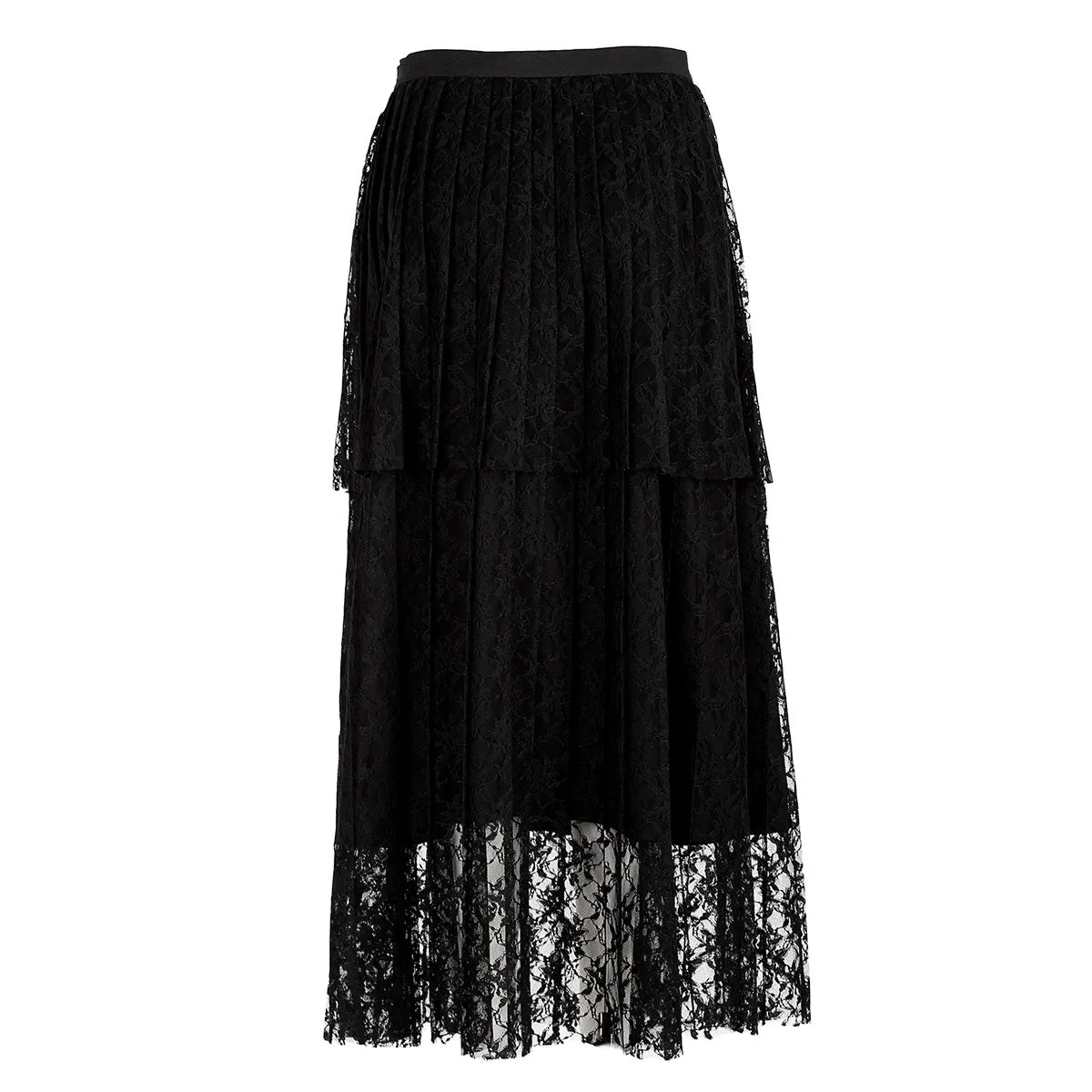 Lace pleated double layer skirt