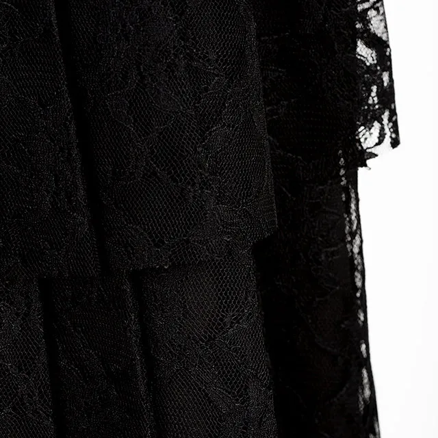 Lace pleated double layer skirt