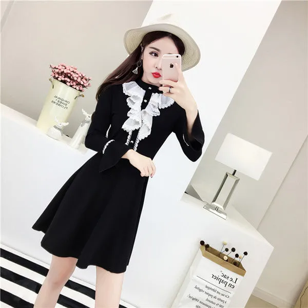 Lace ruffled trumpet sleeve dress KF60002