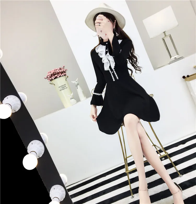 Lace ruffled trumpet sleeve dress KF60002
