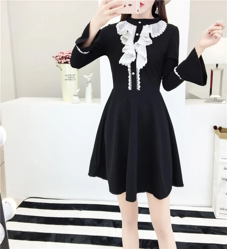 Lace ruffled trumpet sleeve dress KF60002