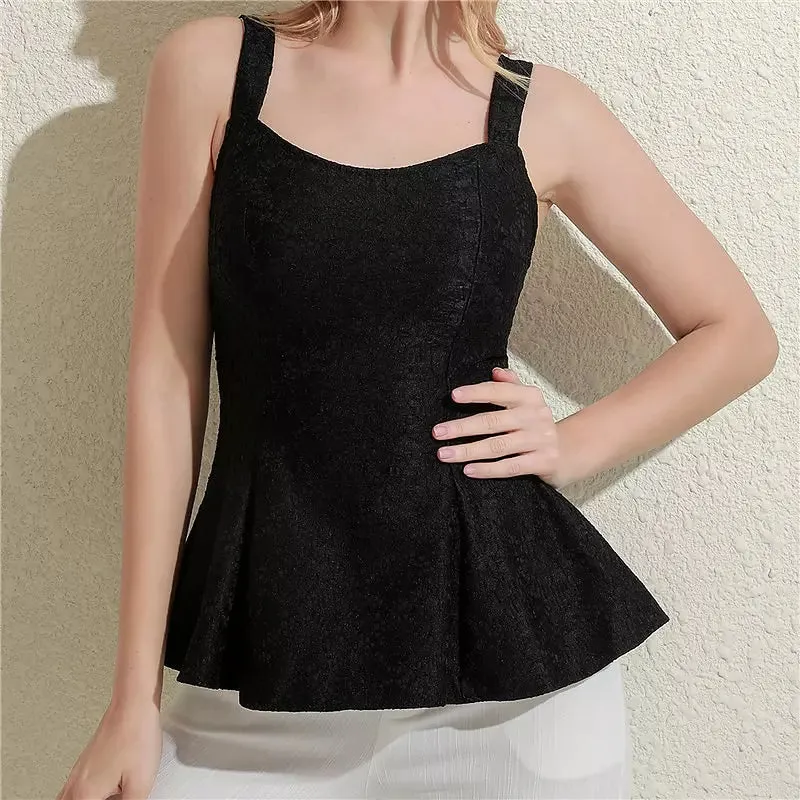 Lace Tank Tops Sexy Deep U Neck Slim Vest Shirts