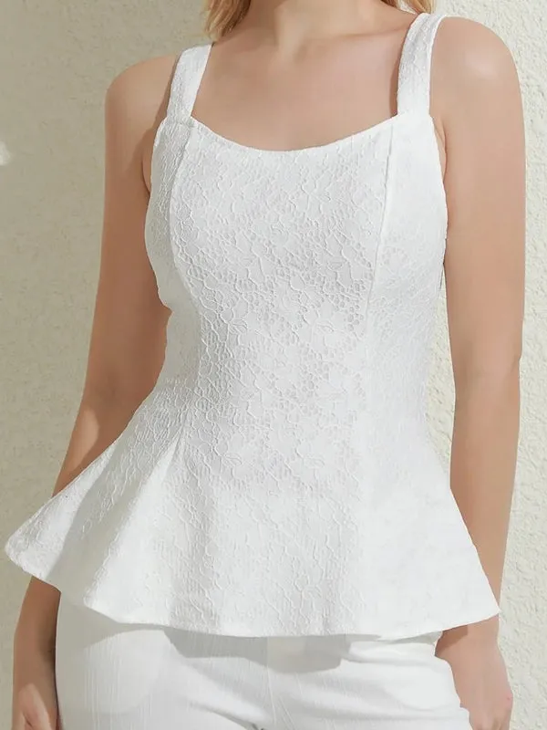 Lace Tank Tops Sexy Deep U Neck Slim Vest Shirts