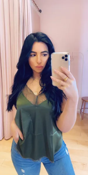 Lace V Neck Trim Spaghetti Strap Cami