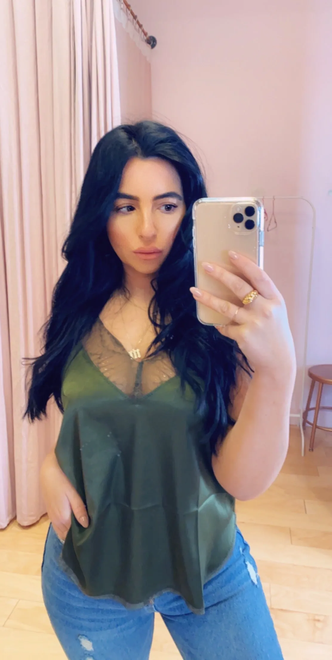 Lace V Neck Trim Spaghetti Strap Cami
