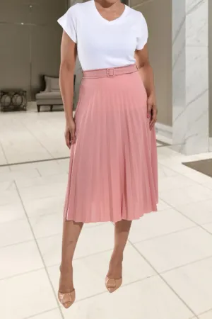 Ladies Blush Pleated Skirt