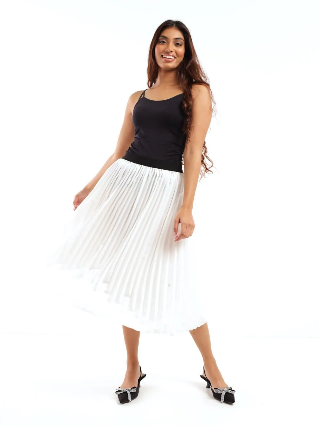 Ladies Pleated Skirt - Milk