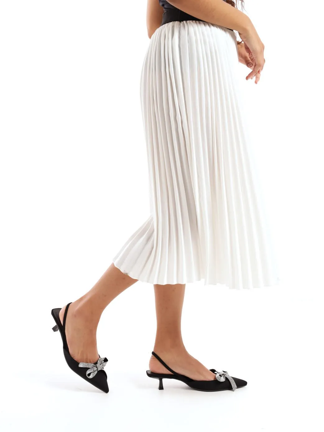 Ladies Pleated Skirt - Milk