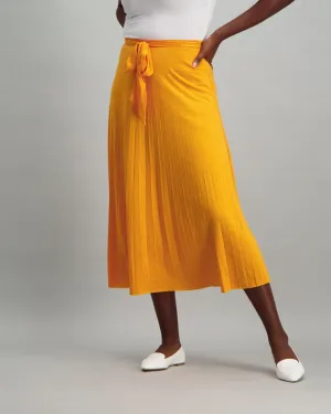 Ladies Pleated Skirt - Mustard