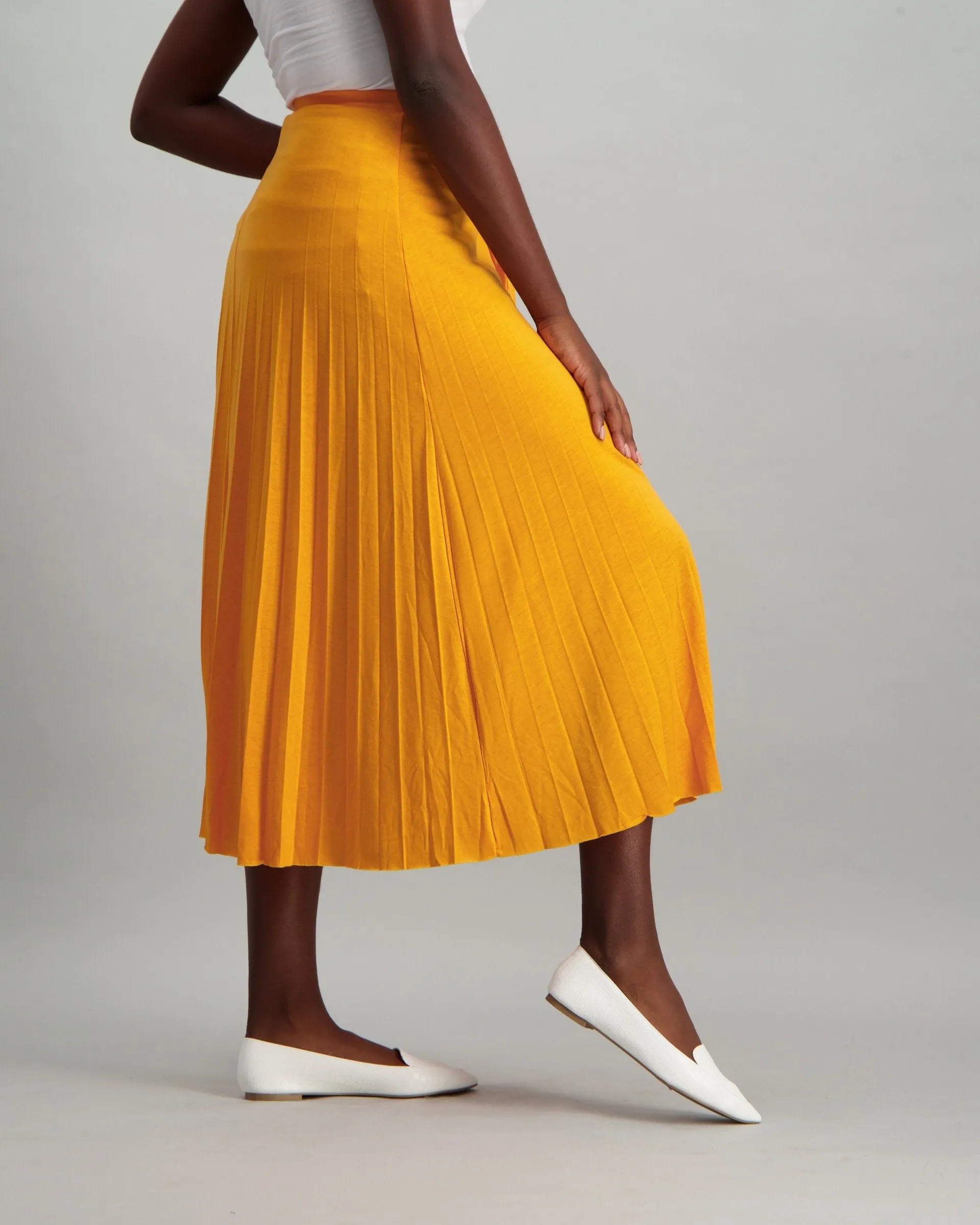 Ladies Pleated Skirt - Mustard