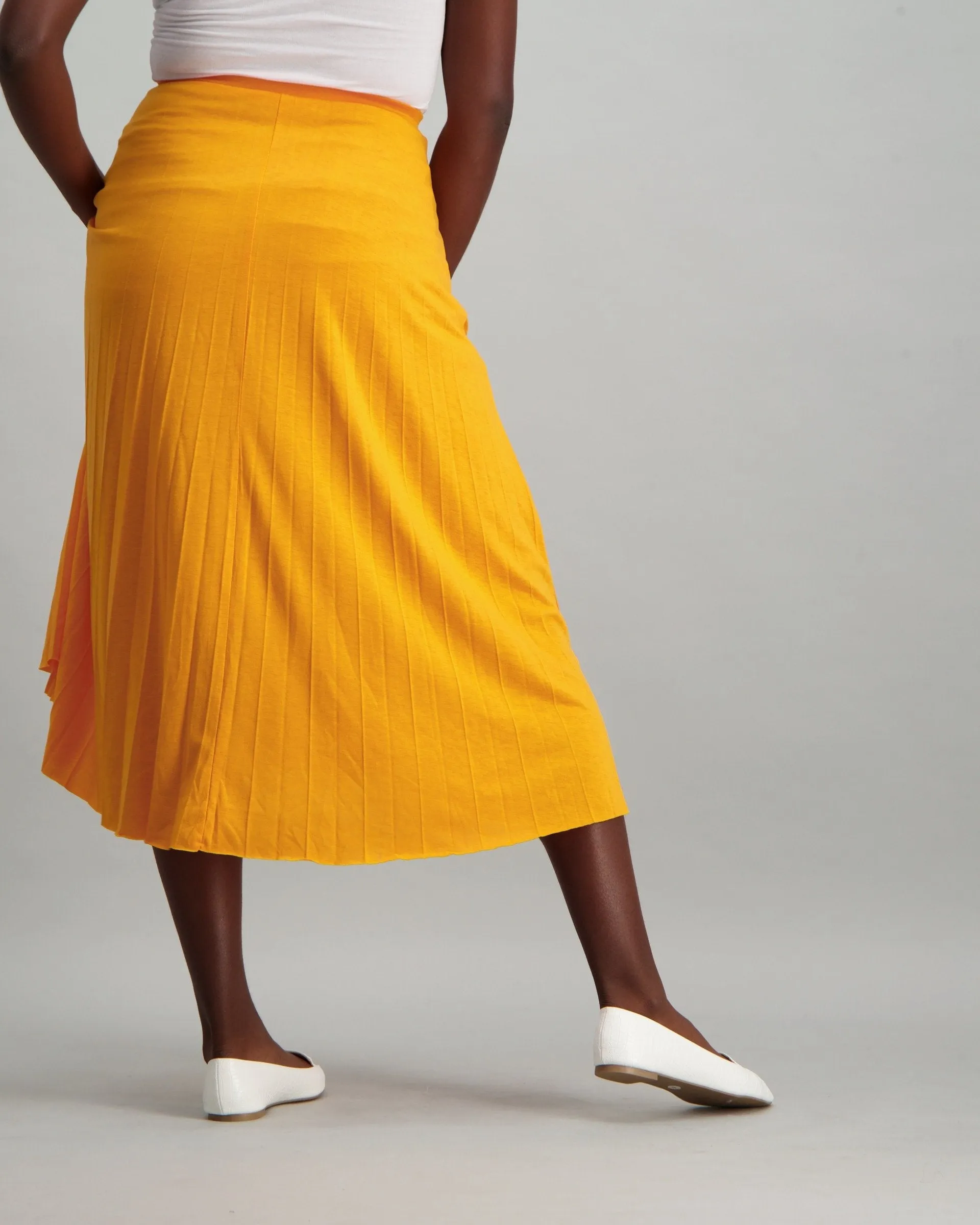 Ladies Pleated Skirt - Mustard