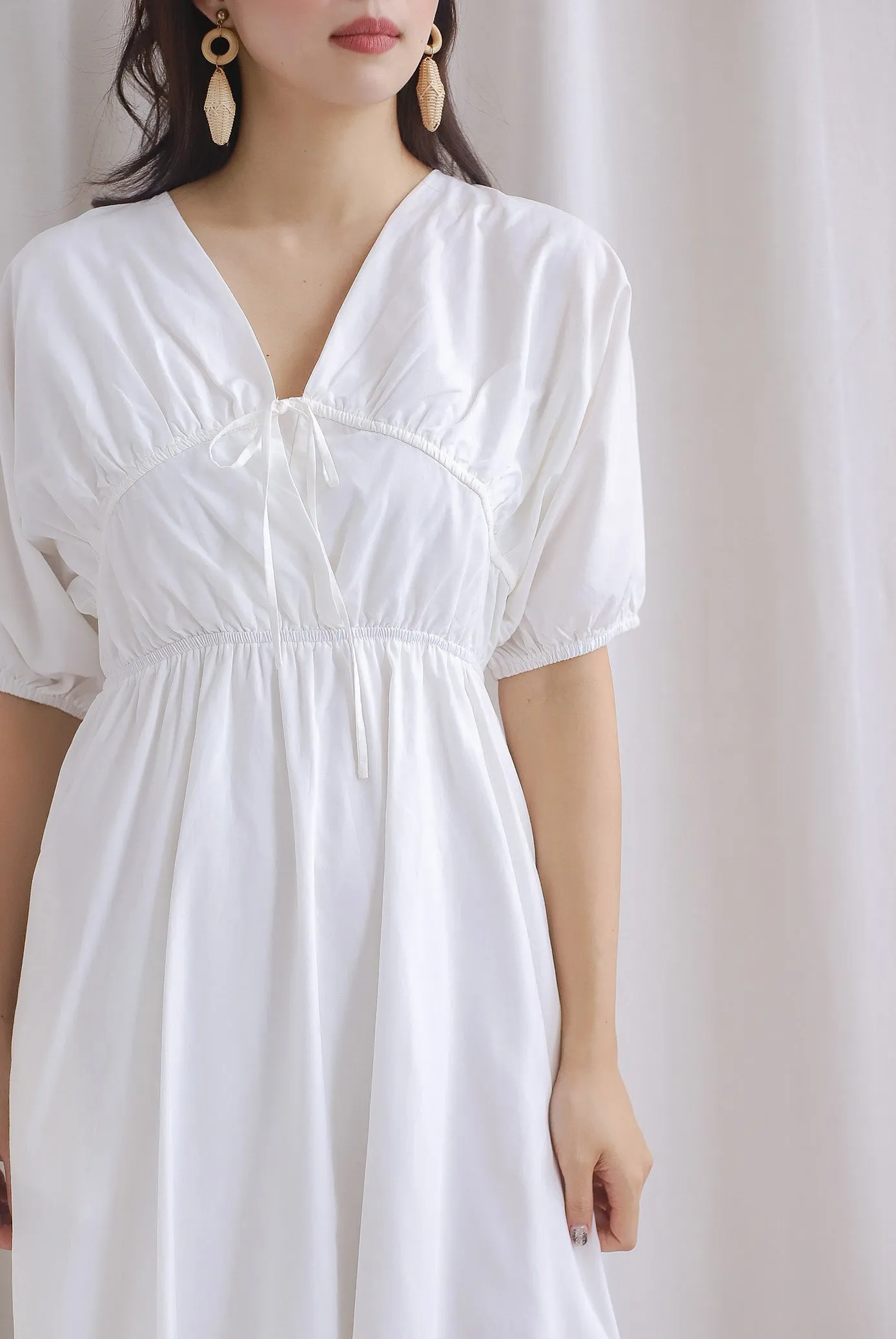 Lance Kimono Tie Front Midi Dress In White
