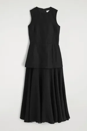 Layered Peplum Midi Dress