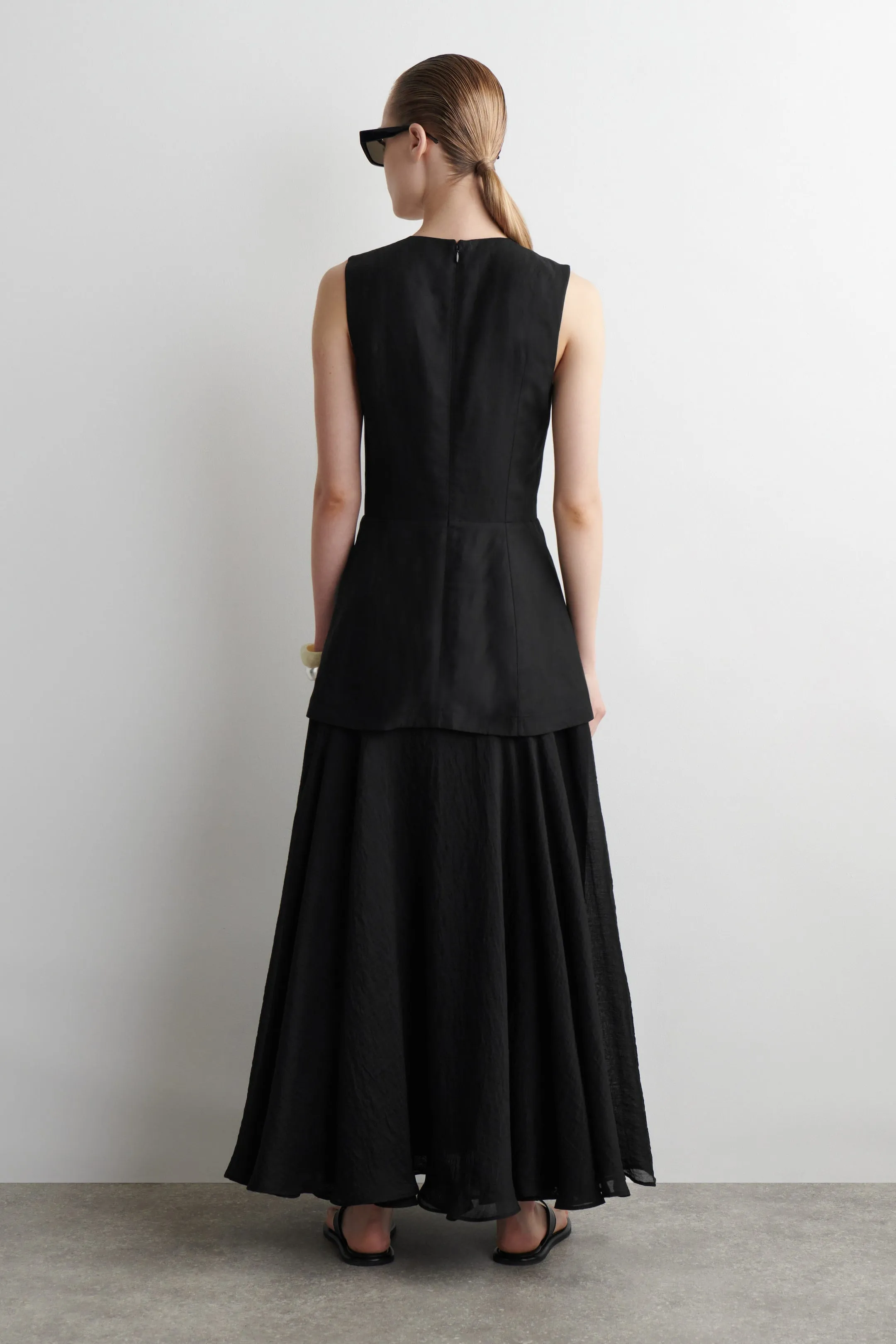 Layered Peplum Midi Dress