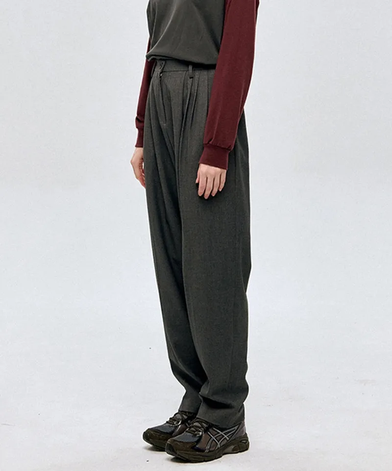 LE SONNET Straight Wool Pants - Gray
