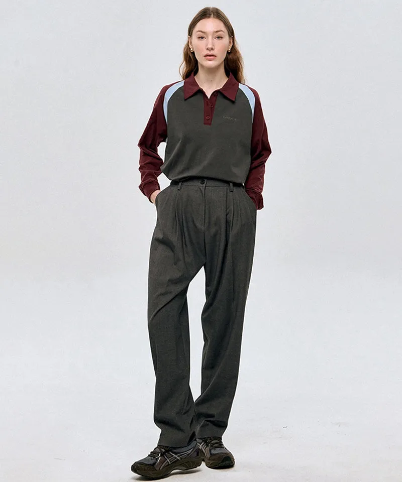 LE SONNET Straight Wool Pants - Gray