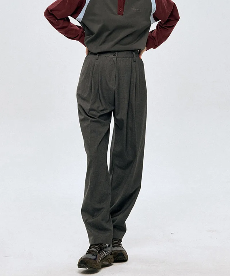 LE SONNET Straight Wool Pants - Gray