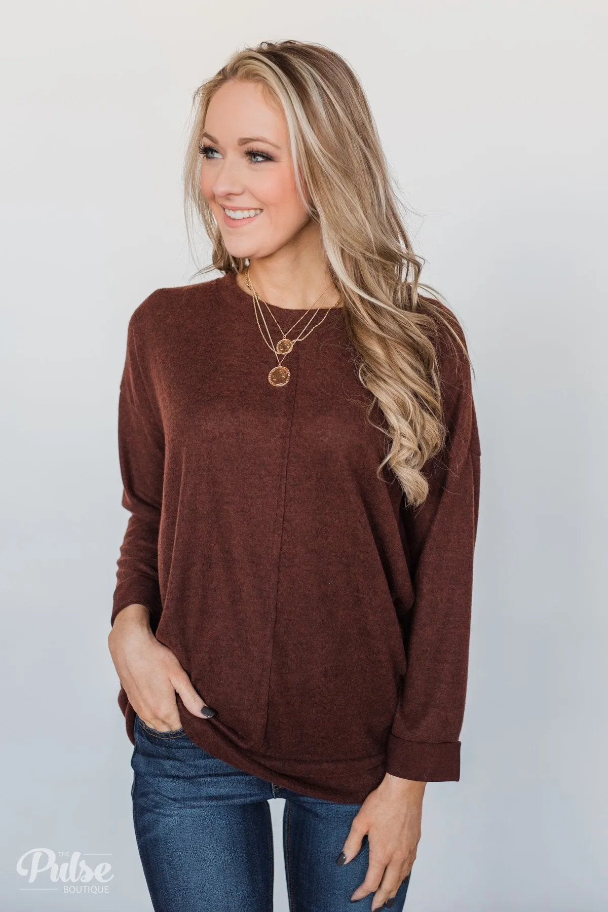 Lead the Way Pullover Sweater- Rust