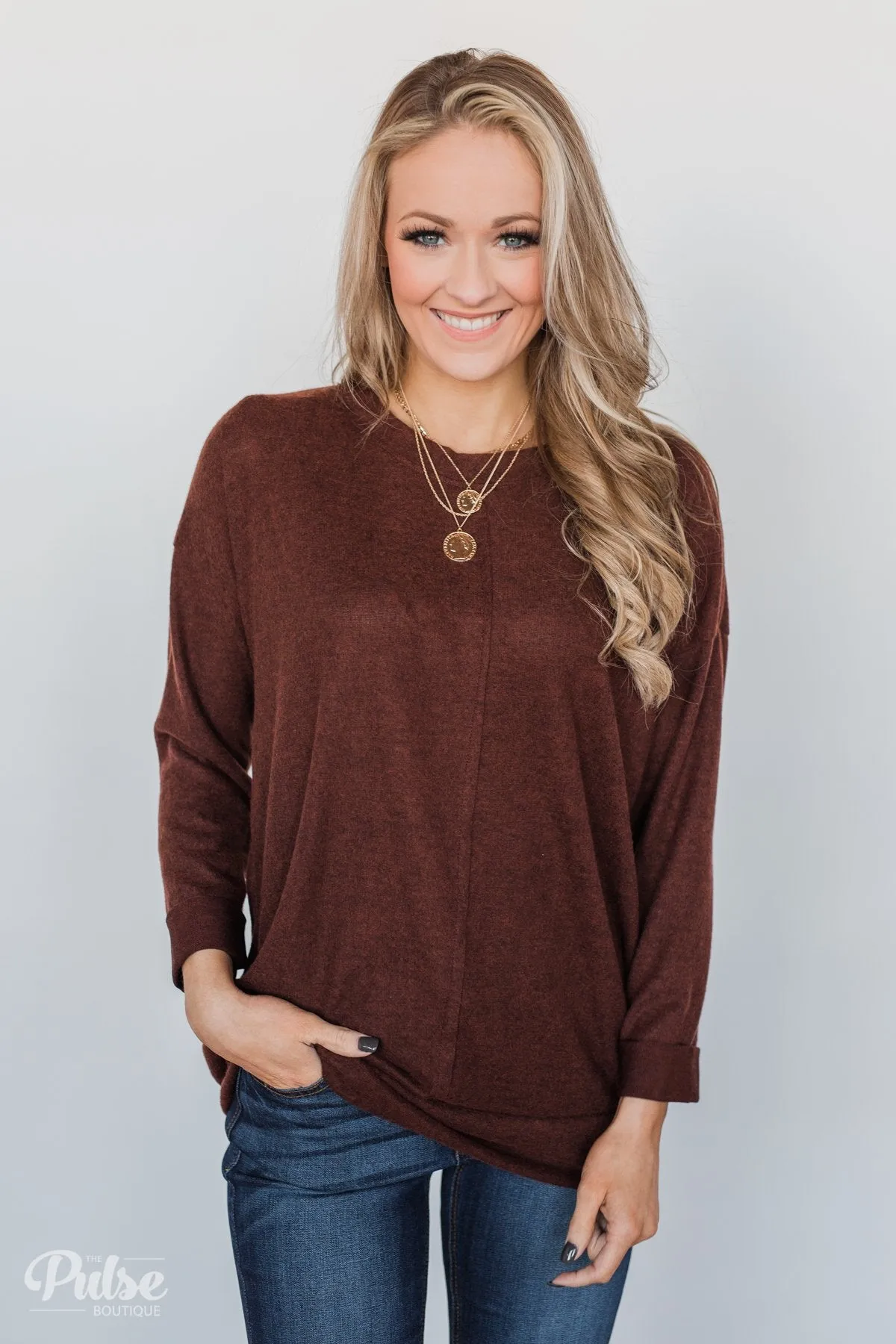 Lead the Way Pullover Sweater- Rust