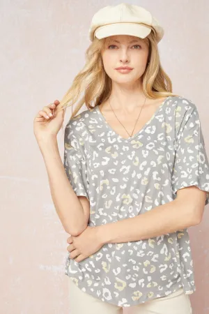 Leopard Print V-Neck Top