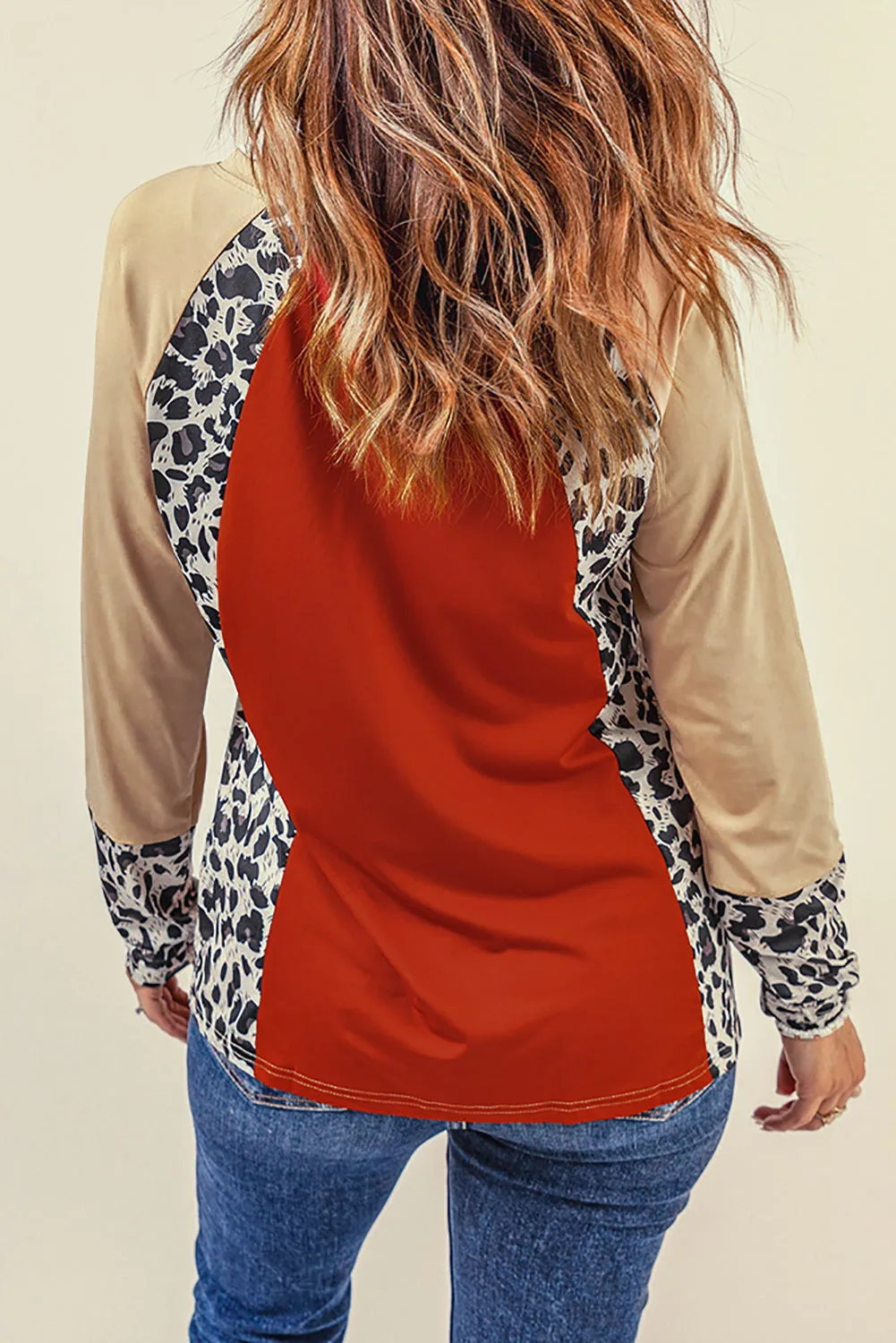 Leopard V Neck Long Sleeve Top