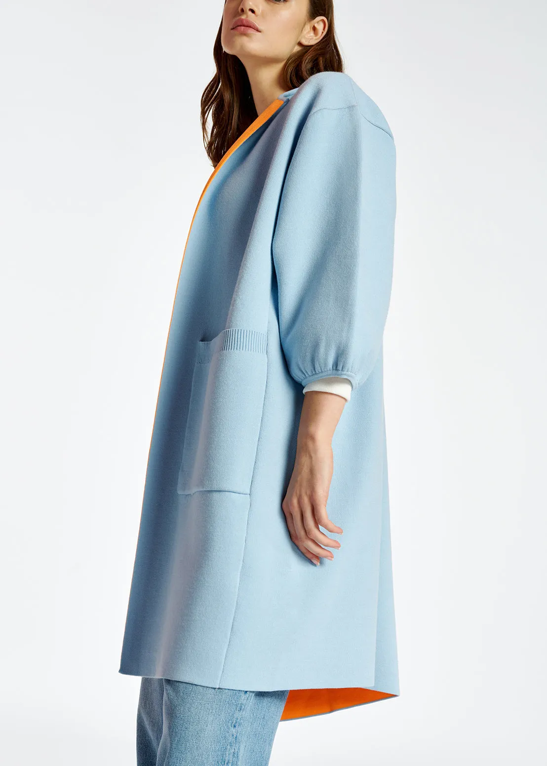 Light blue oversized knit coat