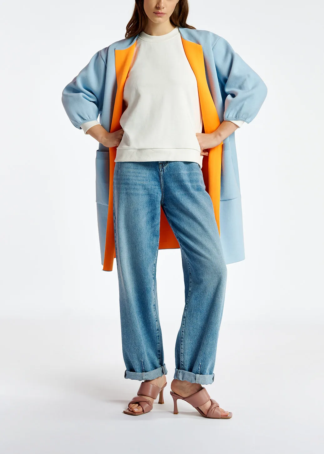 Light blue oversized knit coat